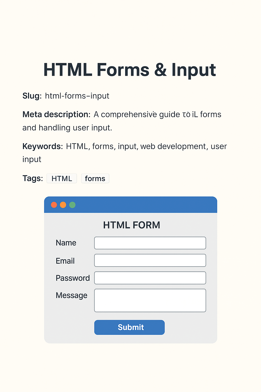 HTML Forms & Input Elements – Complete Guide for Beginners